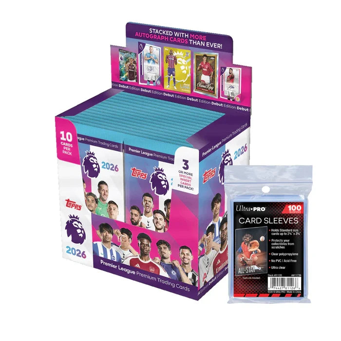 2025-26 Topps Premier League - Debut Edition - Full Booster Display Box + 100 Soft Sleeves