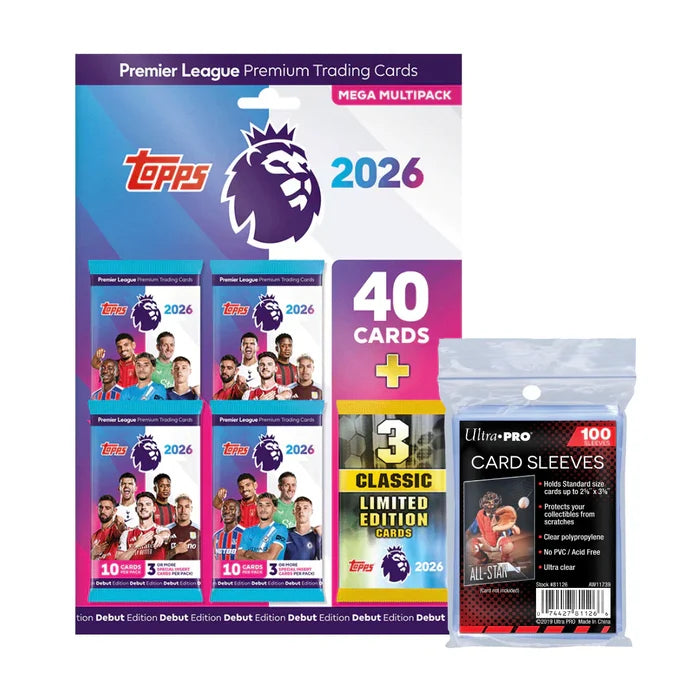 2025-26 Topps Premier League - Debut Edition - Mega Multipack + 100 Soft Sleeves