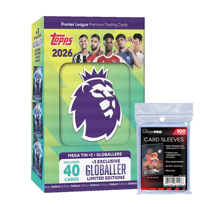 2025-26 Topps Premier League - Debut Edition - Mega Tin (Globallers) + 100 Soft Sleeves