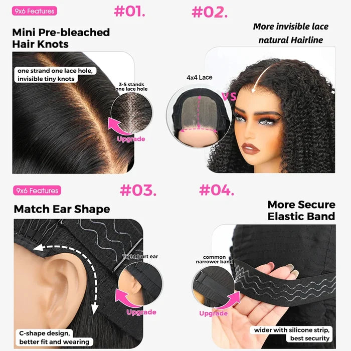26 inch 4x4 glueless deep curly human hair wig with transparent lace closure, ready-to-wear natural human hair wig.