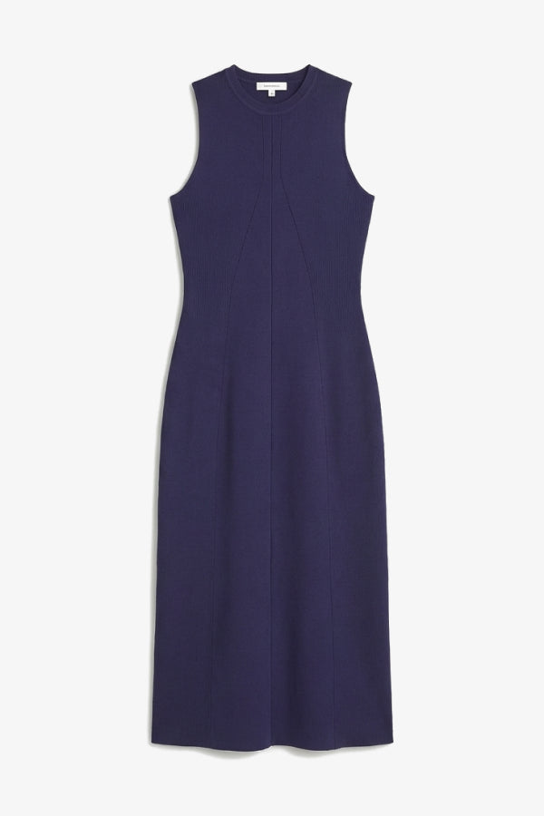 Navy sleeveless dress on a white background  | Still | Exclude