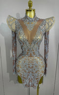 Annie Shiny Rhinestone Transparent Short Birthday Dress