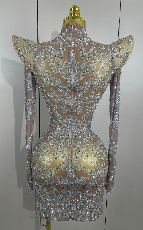 Annie Shiny Rhinestone Transparent Short Birthday Dress