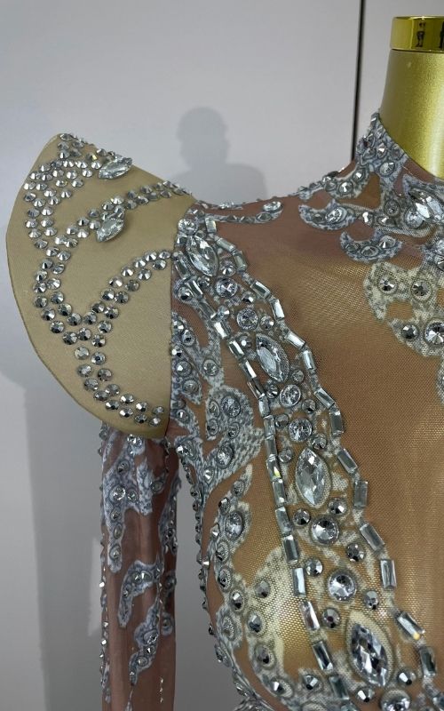 Annie Shiny Rhinestone Transparent Short Birthday Dress