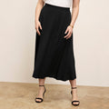 Front shot image of a woman wearing Ara Skirt - Light Jersey :: Black