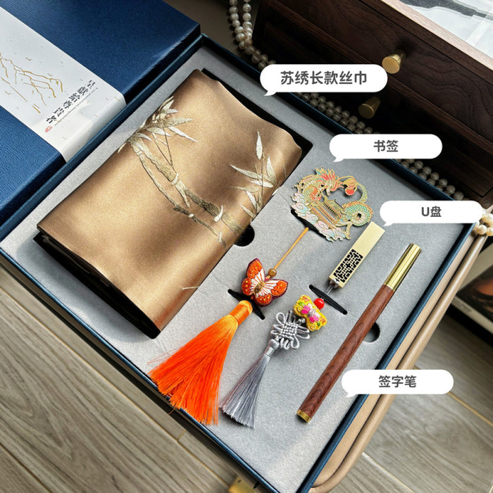 ASAYA3357 Chinese style Suzhou embroidery gift set hand-embroidered silk scarf four-piece holiday gift