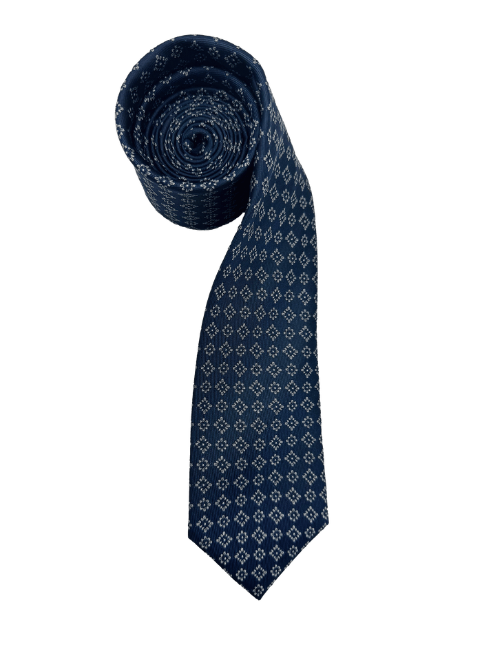 Astor Navy Quatrefoil Silk Tie