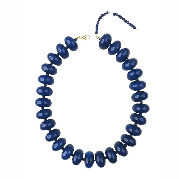 navy blue beaded chunky necklace