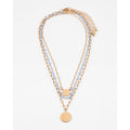 light blue bead gold disc necklace
