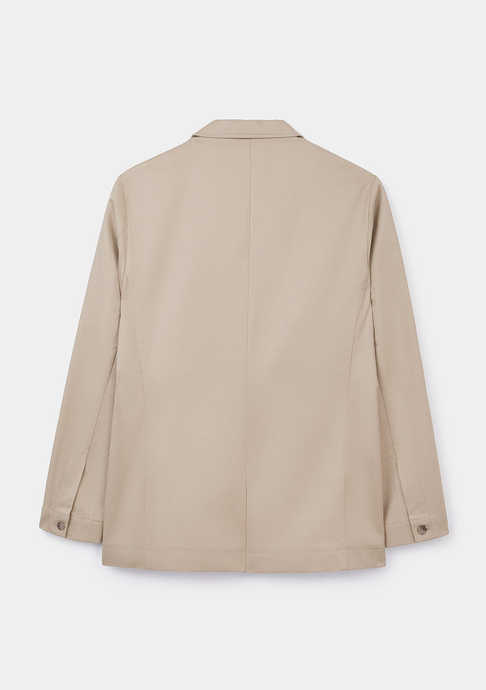 Beige Cotton Linen Blazer, Blazer - SIRPLUS