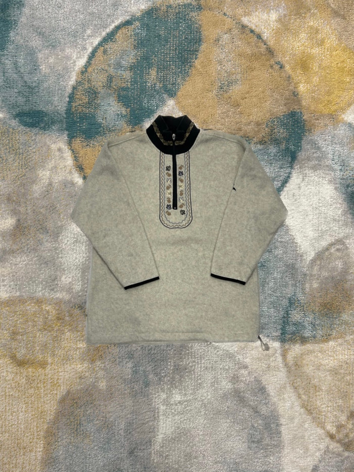 Beige Patterned Fleece Half-Zip