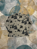 Beige Reindeer and Trees Retro Fluffy Fleece Half-Zip