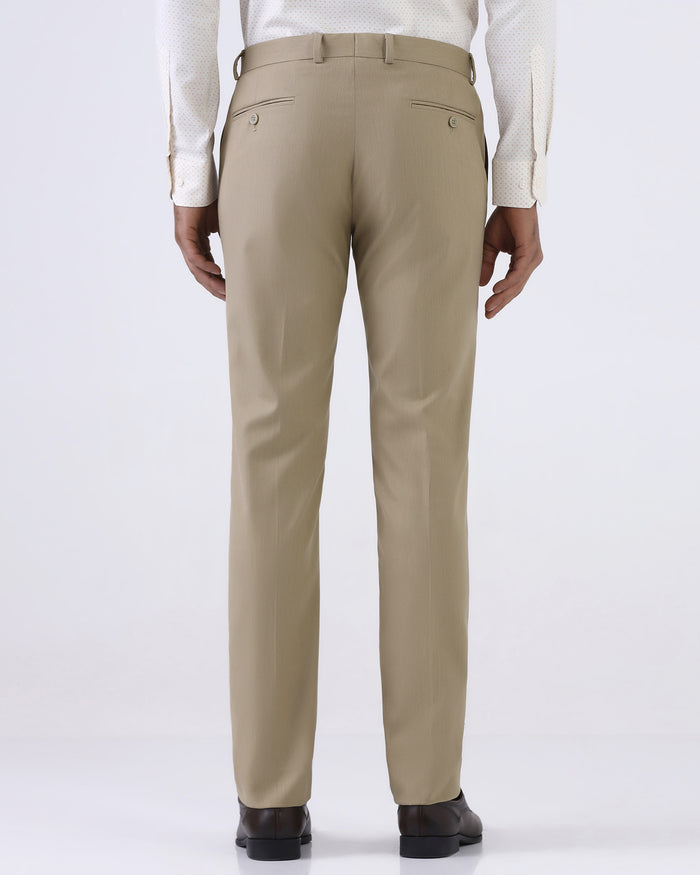 Beige Textured Formal Trouser - Anfredo