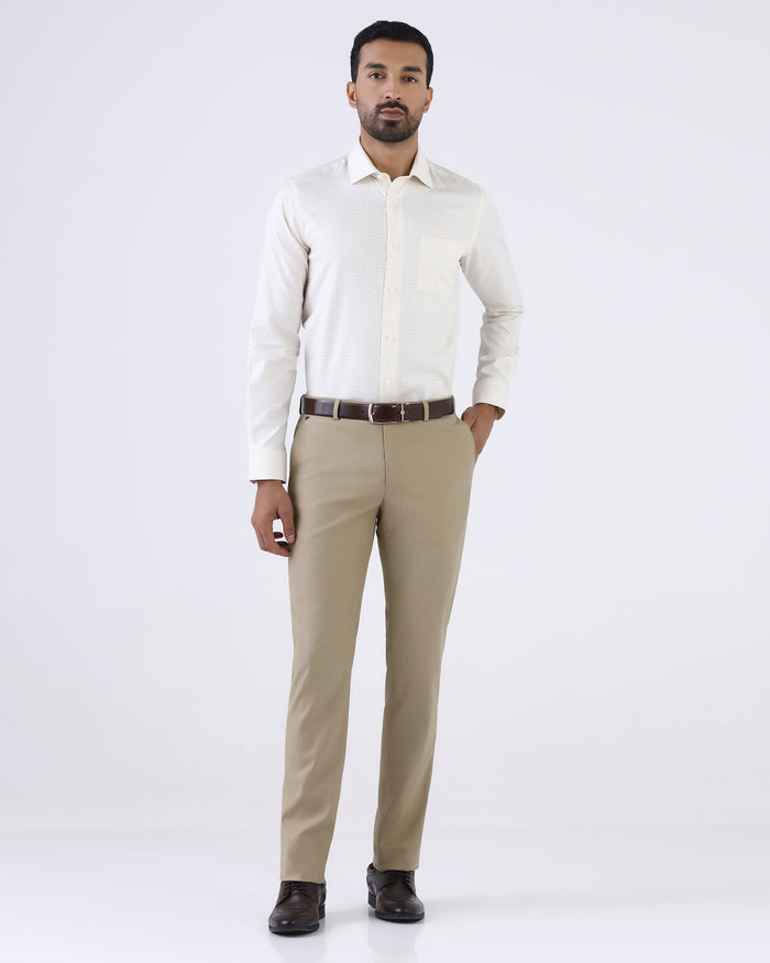 Beige Textured Formal Trouser - Anfredo