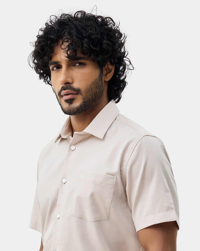 Beige Textured Shirt - Maky