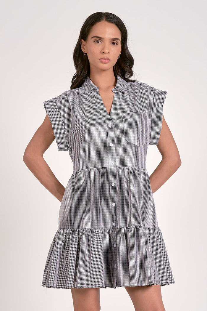 black white seersucker dress