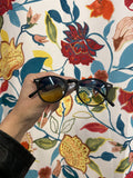 Black deadstock Italian sunglasses with blue/yellow tint