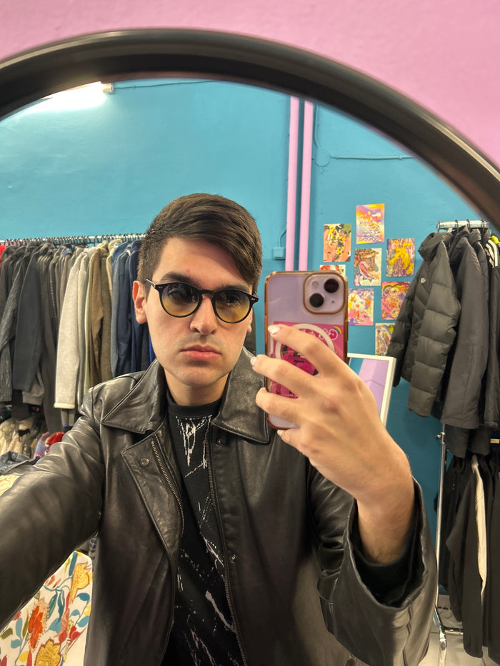 Black deadstock Italian sunglasses with blue/yellow tint