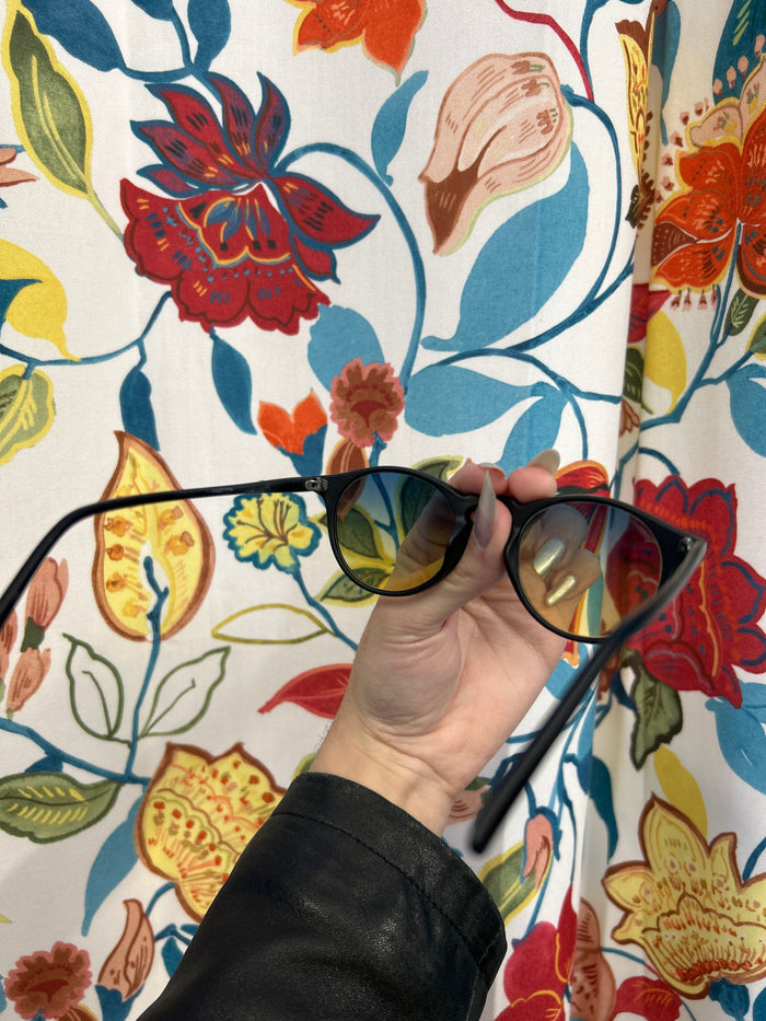 Black deadstock Italian sunglasses with blue/yellow tint