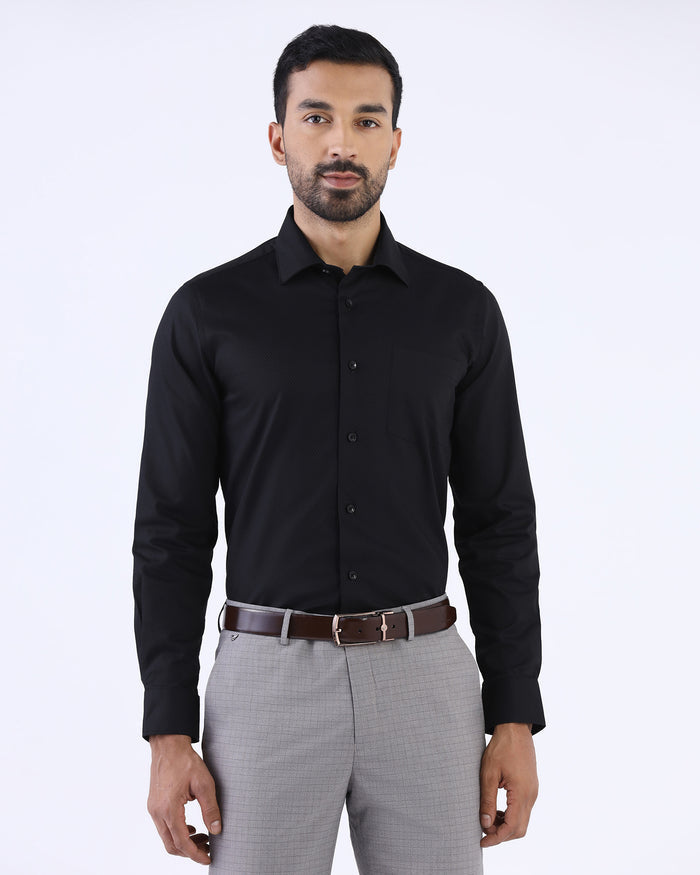 LONG SLEEVE SLIM FIT DOBBY SHIRT
