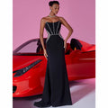 Black Strapless Maxi Dress Cut-Out Fit and Flare Prom Gown BP049 - Rosymae