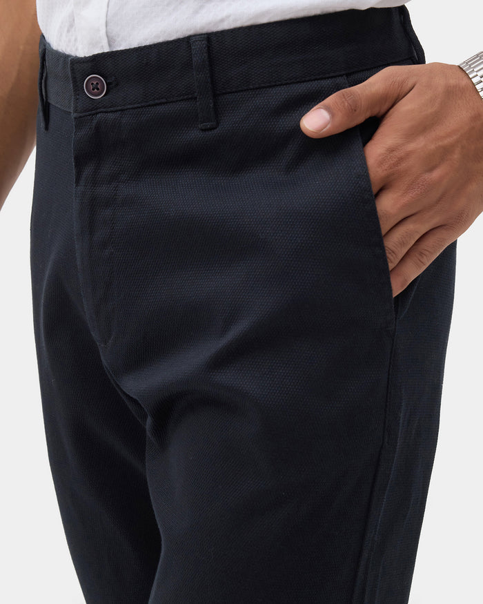 Black Textured Khakis - Kimon