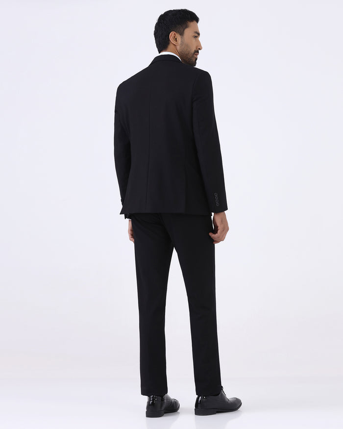 Black Three Piece Solid Suit - Zelm