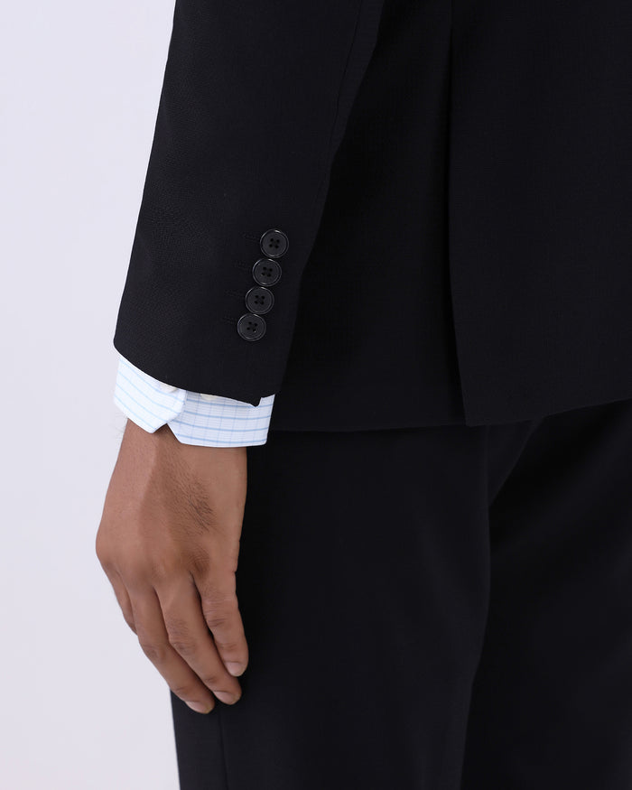 Black Three Piece Solid Suit - Zelm