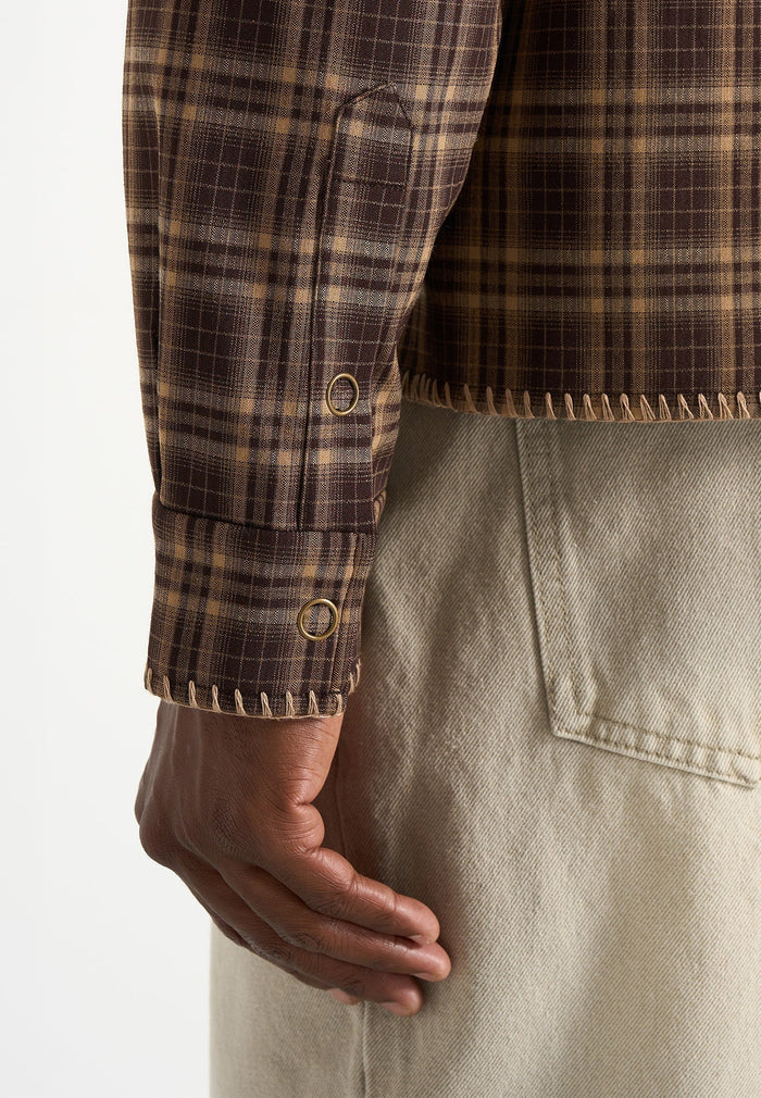 blake-unisex-whipstitch-check-shirt-brown