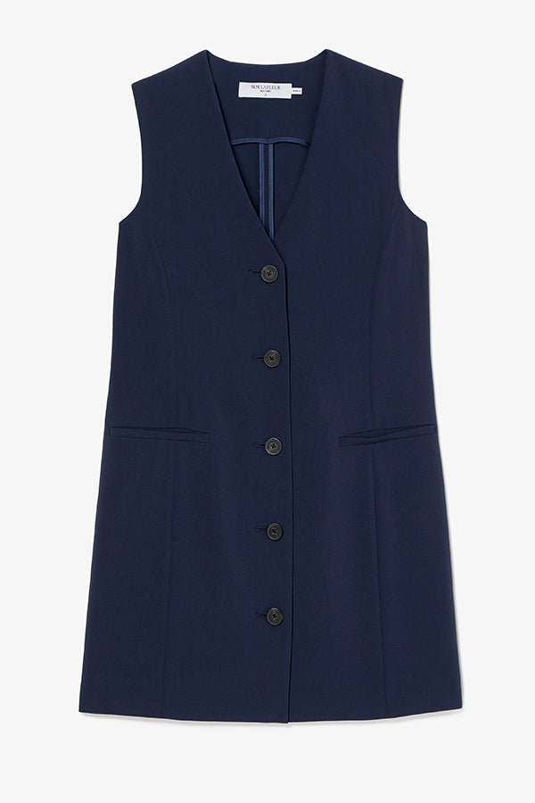 Navy blue vest with buttons on a white background | Exclude | Still