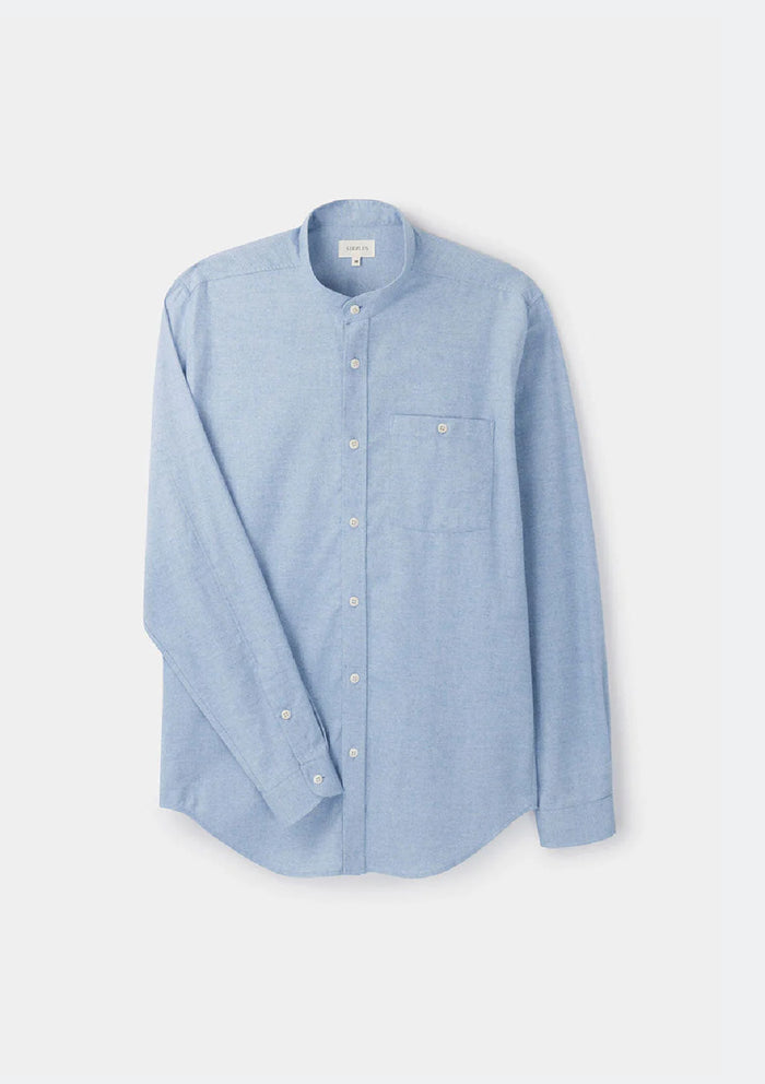 Pale Blue Cotton Cashmere Grandad Shirt by SIRPLUS