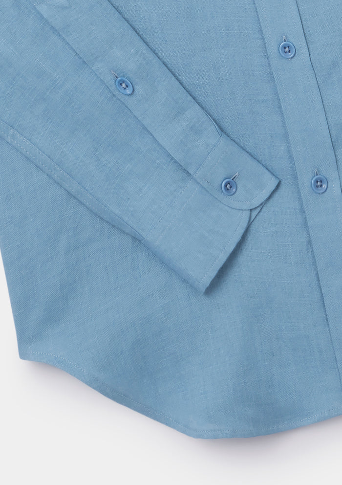 Blue Shadow Linen Collared Shirt, Collar Shirt - SIRPLUS