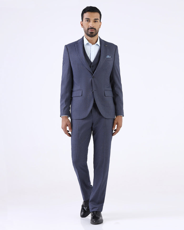3 PIECE SLIM FIT DOBBY SUITS