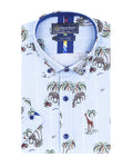 Blue Tropical Animals Print Short Sleeve Shirt-Makrom