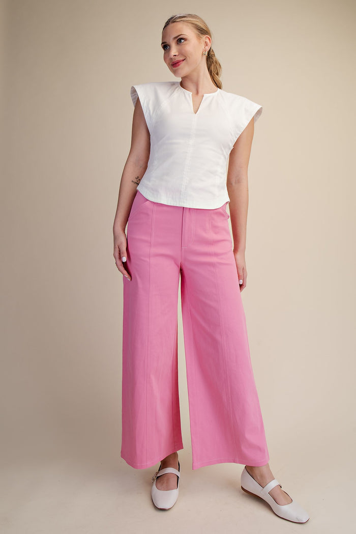 women's pink twill pants full body