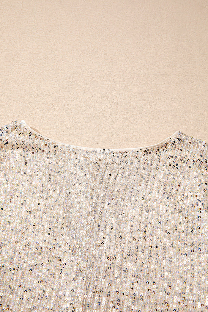 Body beige à paillettes et manches longues, col en V *-A WOMAN WE LOVE