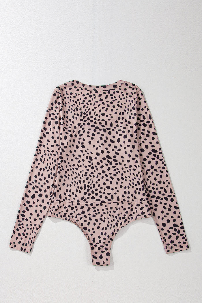 Body gris fumé imprimé léopard à manches longues *-A WOMAN WE LOVE
