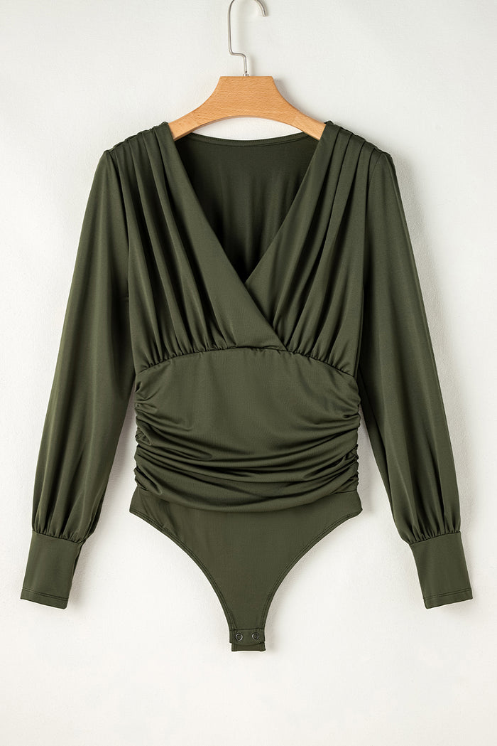 Body vert mousse froncé à manches longues *-A WOMAN WE LOVE