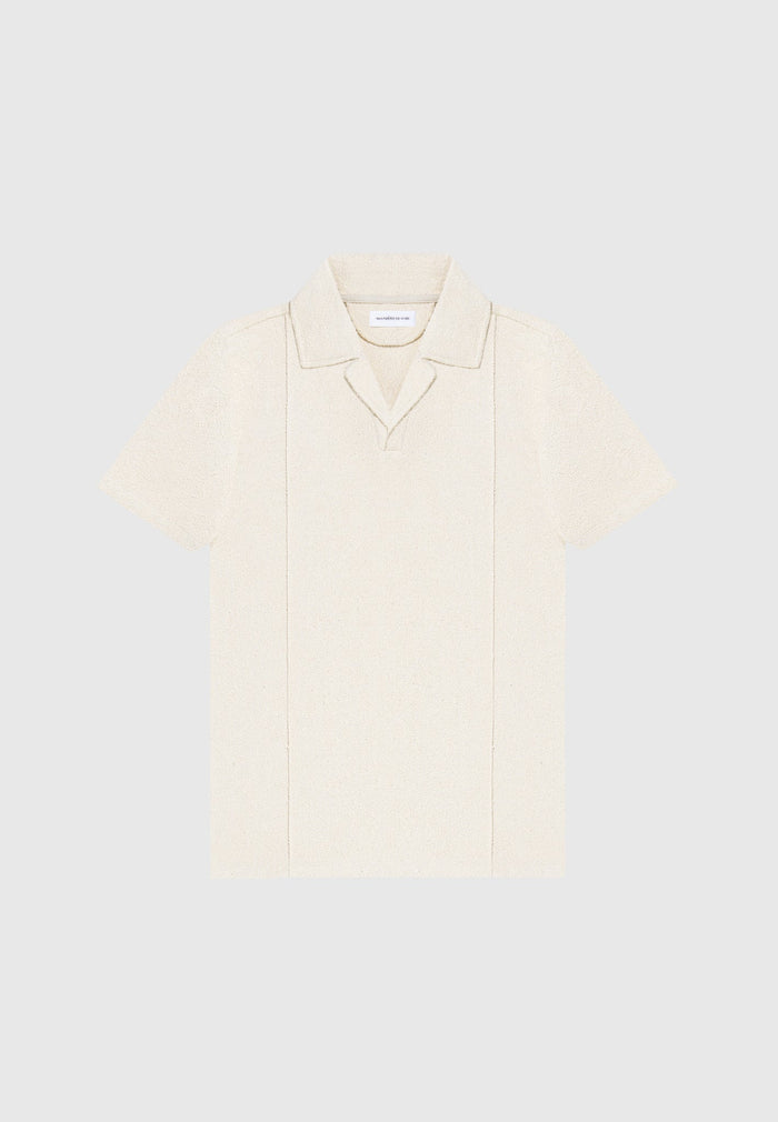 boucle-revere-pintuck-polo-shirt-beige