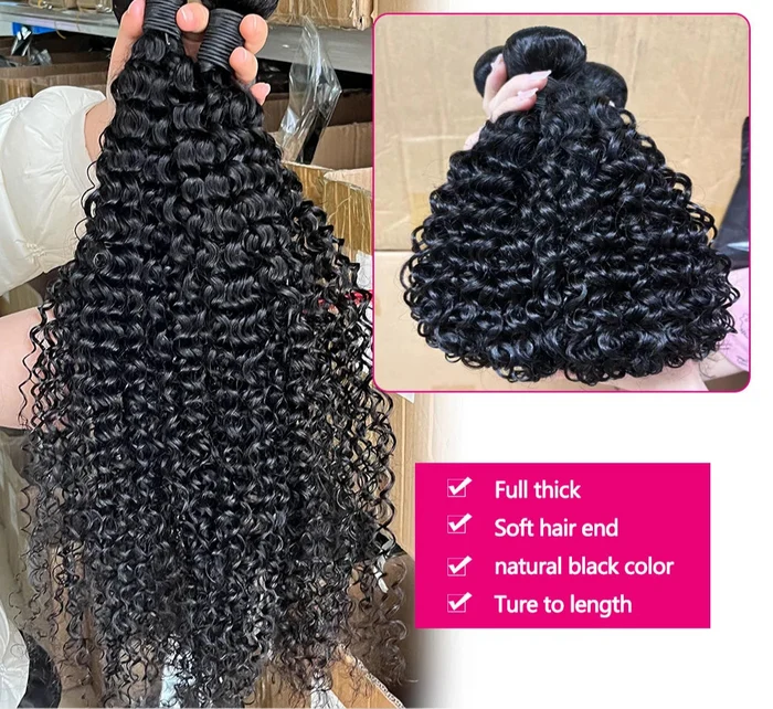 26 inch Brazilian curly wave bundles – 100% Remy human hair extensions in natural black 1B with soft curls and natural bounce