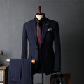 British Striped Groom's Suit Business Men's Suit Set - Rosymae