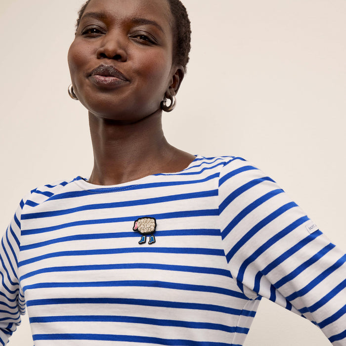 front image of a woman wearing the Mout Botte - Brooch | Lead