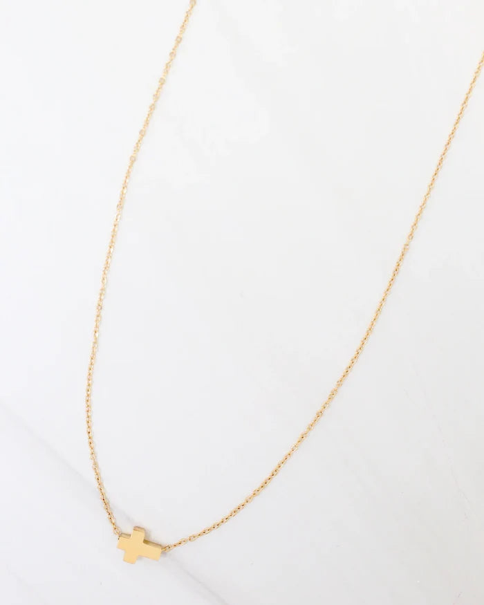 dainty cross gold necklace