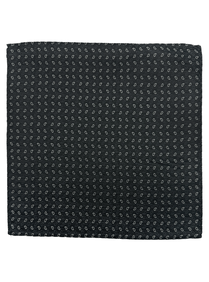 Broome Black Droplet Silk Pocket Square