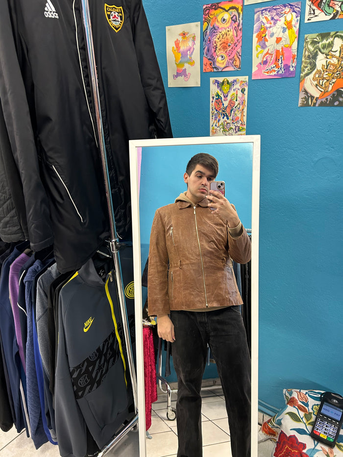 Brown Distressed Cowboy Leather Jacket