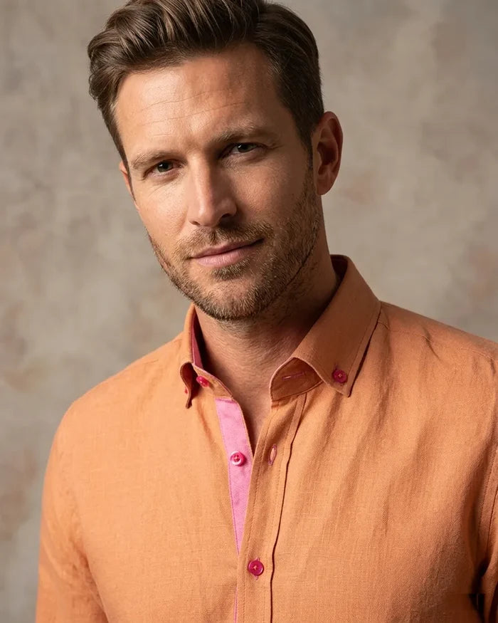Brown Linen Long Sleeve Shirt