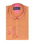 Brown Linen Long Sleeve Shirt-Makrom