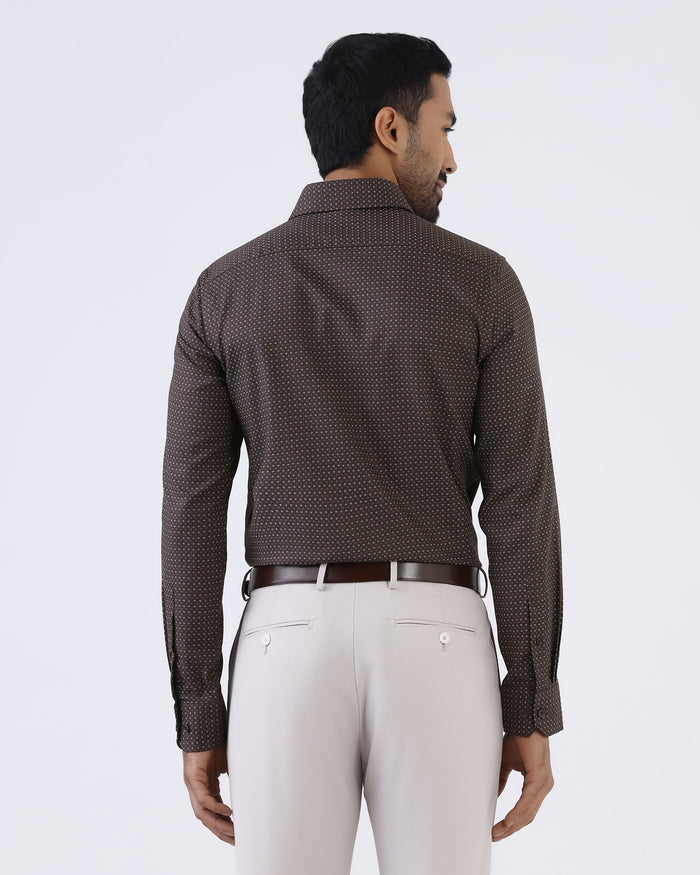 Brown Staples Print Formal Shirts - Eagle