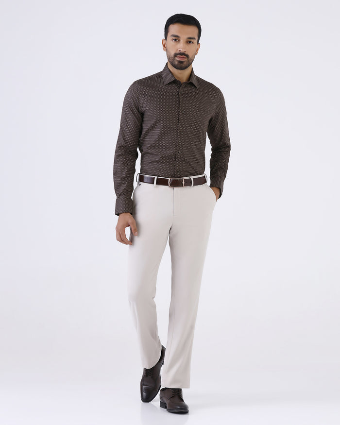 Brown Staples Print Formal Shirts - Eagle