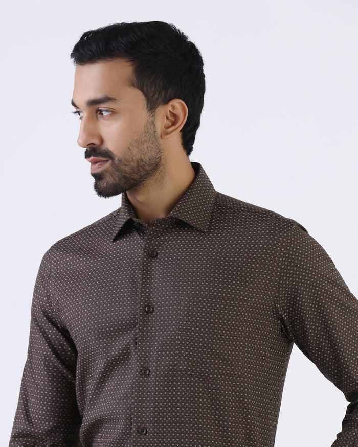 Brown Staples Print Formal Shirts - Eagle